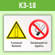 Знак «Газовый баллон. Запрещается курить», КЗ-18 (пленка, 400х300 мм)